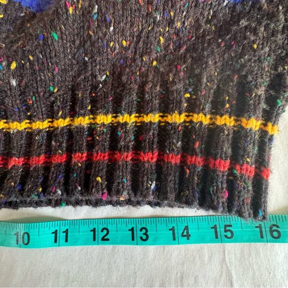 Vintage Cardigan Plaid Prep Argyle Thick Wool blend Button Small 80s - Picture 16 of 16